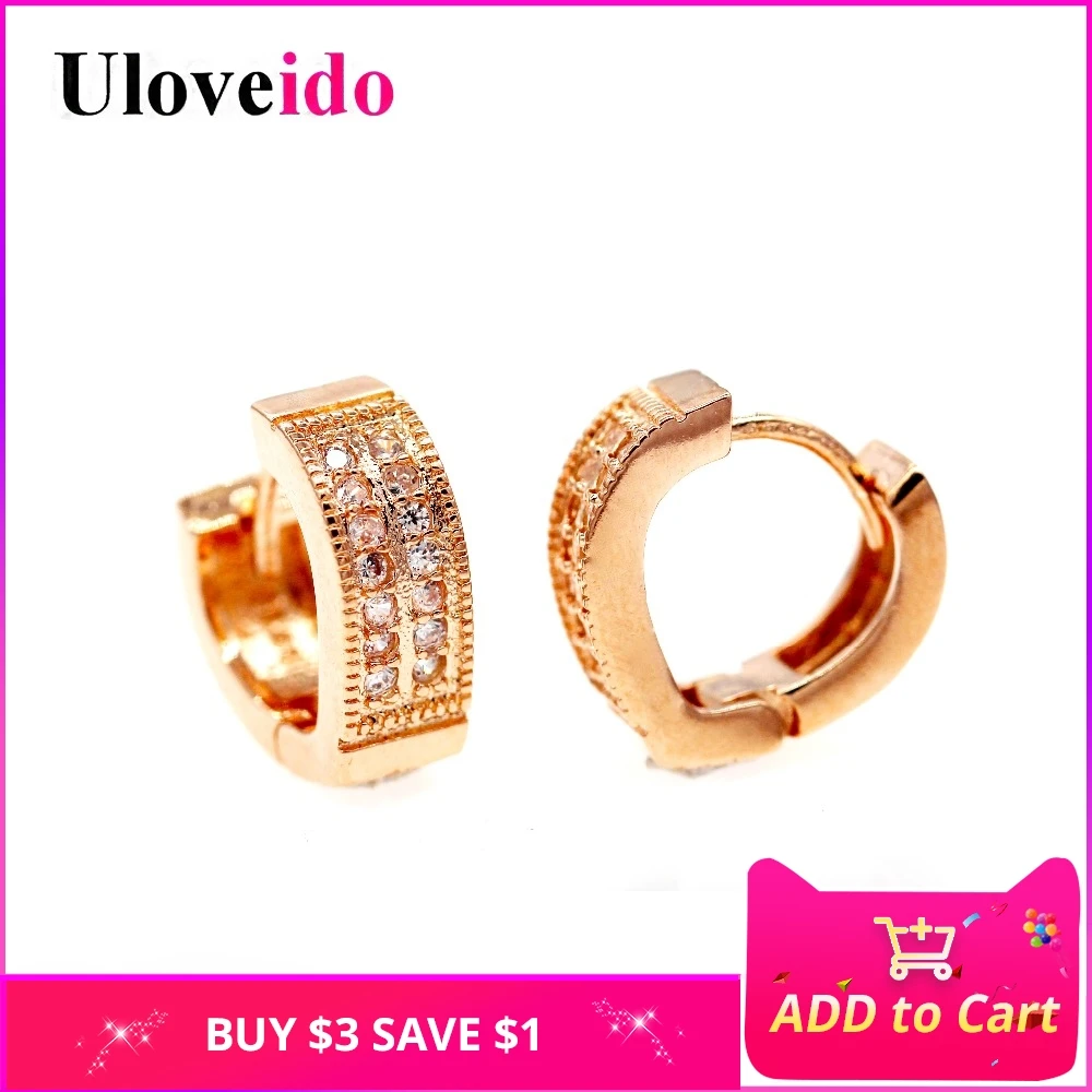 Uloveido любовь сердце серьги для женские украшения кубические циркониевые гвоздики