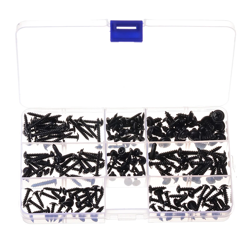 200PCS PWA M2.9 M4.8 Fastener Self-tapping Screw Tools Accessories Iron Black Oxide Screws Set Round Head Cross Machine | Обустройство