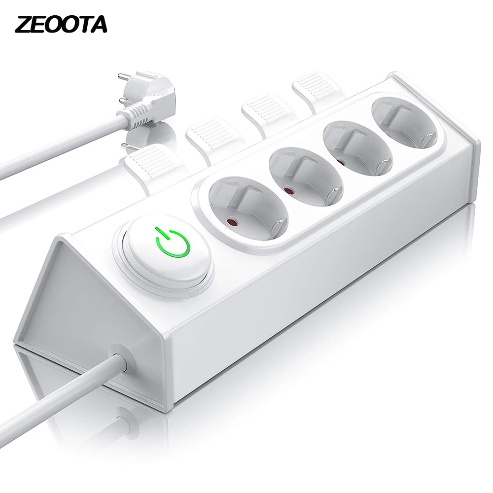 

Power Strip 4 way EU Plugs Sockets Ejector for Easy Ejection by Foot or Hand 3680W Wall Mounting Integrated Child Protection