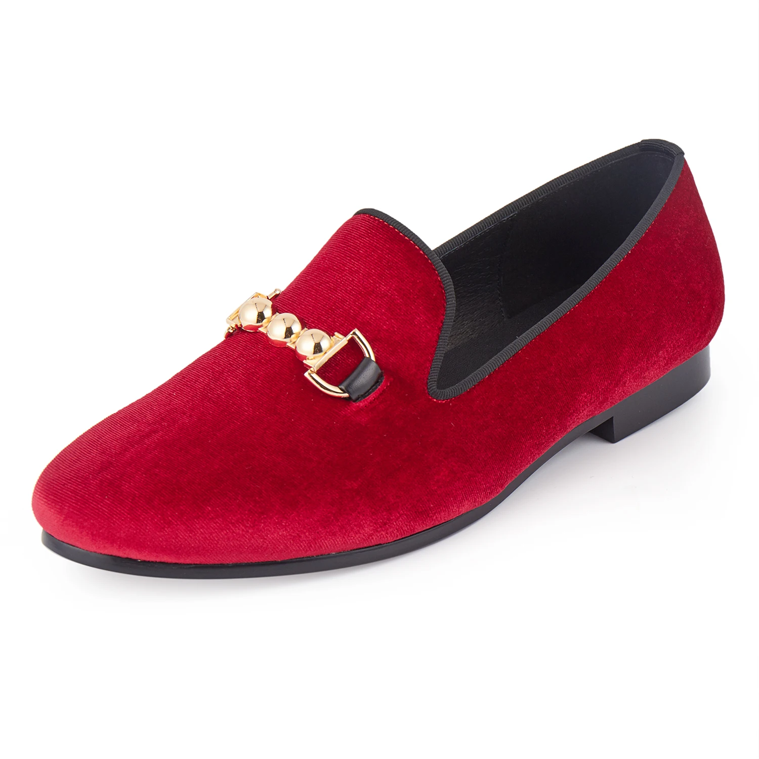 Harpelunde-Men-Party-Shoes-Red-Velvet-Loafers-Buckle-Strap-Wedding ...