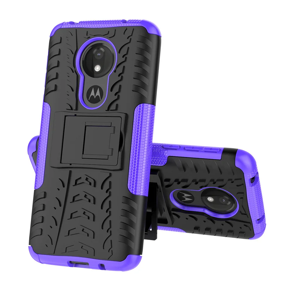 Гибридный защитный чехол из ТПУ+ поликарбоната для Motorola Moto X4 G4 G5 G5S G6 G7 E5 E4 C Plus Z Z2 Z3 Z4 Play one power P30 Note чехол - Цвет: Фиолетовый