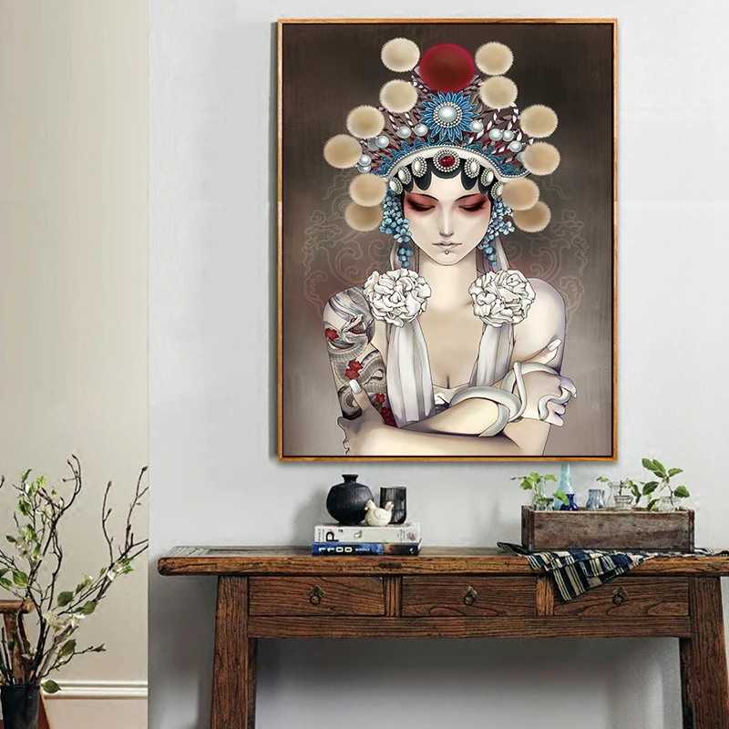 Chinese Traditional Peking Opera Face Wall Art Picture Modern Canvas