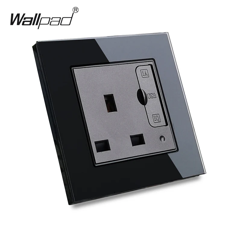 Wallpad S6 белая черная стеклянная панель одна 13A британская настенная розетка с 2 usb