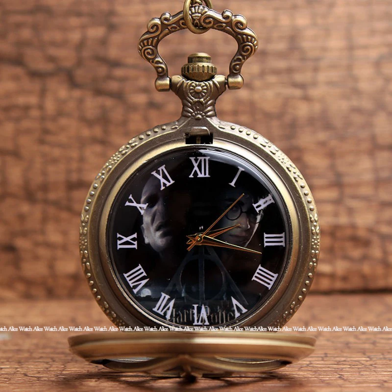 Бронзовый Дары смерти Лорд Волдеморт карман ретро кварцевые карманные брелок часы цепи Цепочки и ожерелья подвеской Рождественский подарок