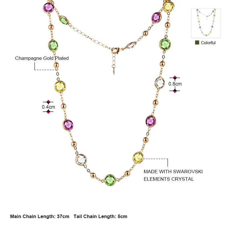 Online Neoglory Kristall Bunte Runde Perlen Lange Charme Halskette Klassische Zwei Verwendet Kleid Party Verziert Mit Kristallen Von Swarovski