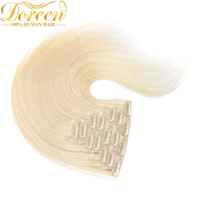 Doreen#60, белый блонд, 160 г, набор на всю голову, человеческие волосы для наращивания на заколках, бразильские волосы Remy, настоящие прямые волосы, 14-26