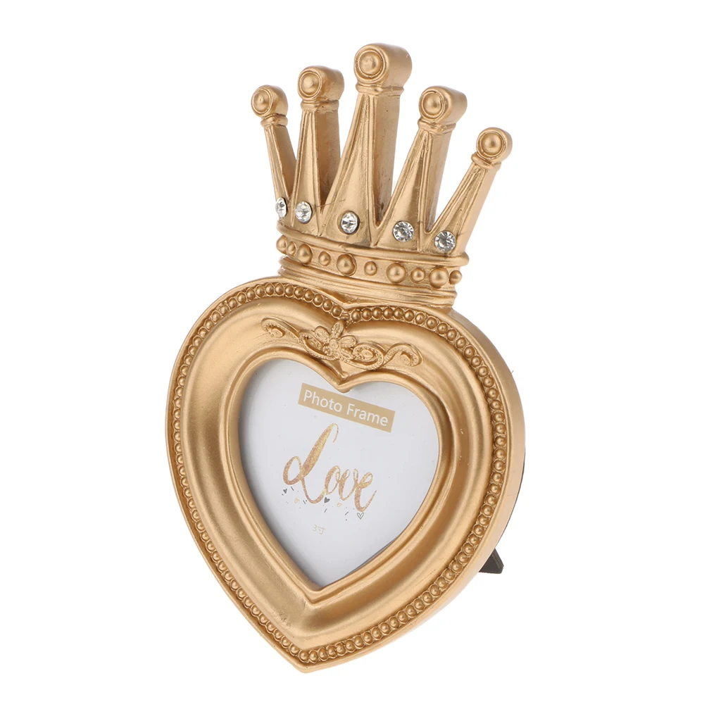 Золотая Корона смолы фото рамка барокко роскошный стиль Декор, в форме сердца
