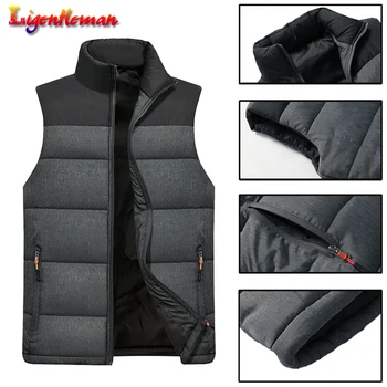 

Men's Warm Thick Coats Jacket and Men Down Mens Sleeveless Jacket Autumn Winter Casual Vests Coats Zipper Multiple pockets