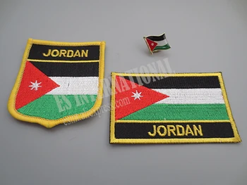 

National Flag Embroidery Patches and Metal Flag Lapel Pin JORDAN