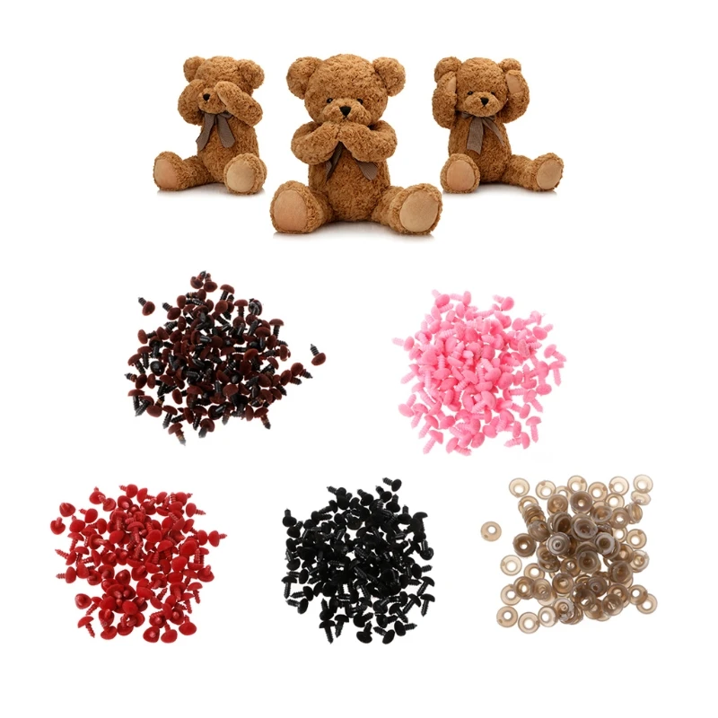 100Pcs Plastic Safety Triangle Velvet Noses For Animal Puppet Teddy Bear Doll
