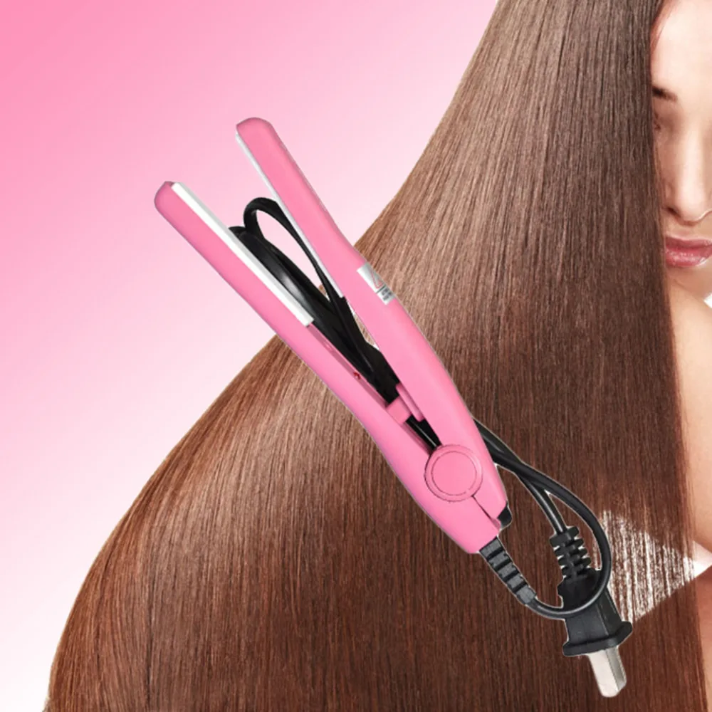 Профессиональный мини выпрямитель для волос, розовый керамический портативный электронный выпрямитель для волос, инструменты для укладки волос