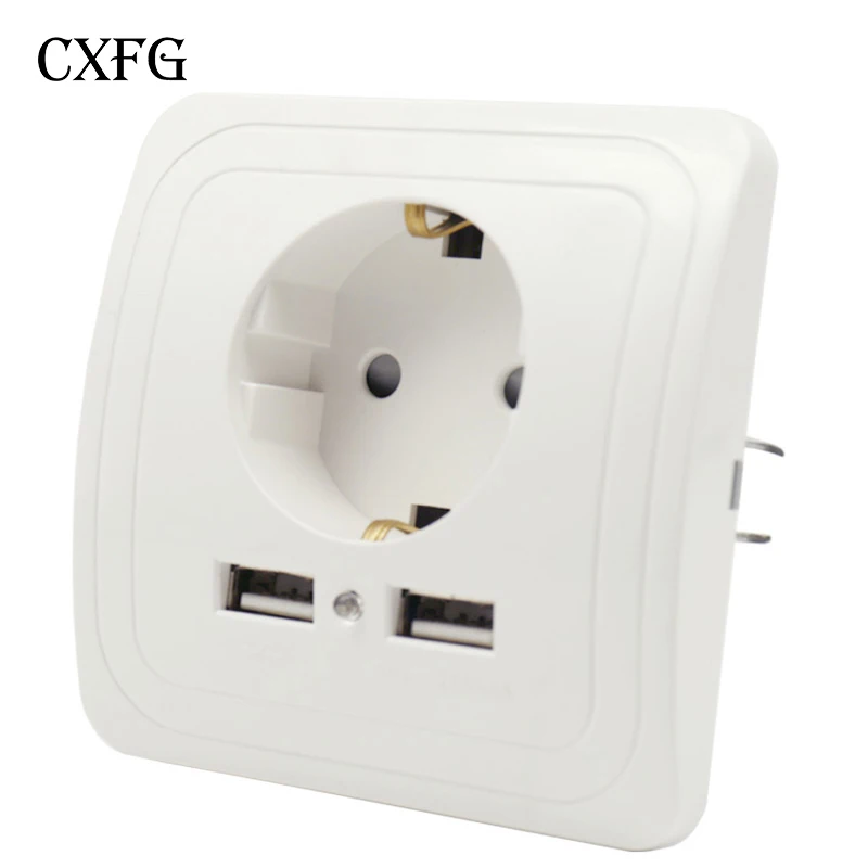 CXFGpop USB порт 2000mA розетка лучшее двойное Сетевое зарядное устройство адаптер 16A стандарт ЕС электрическая штепсельная розетка панель 110~ 250 В