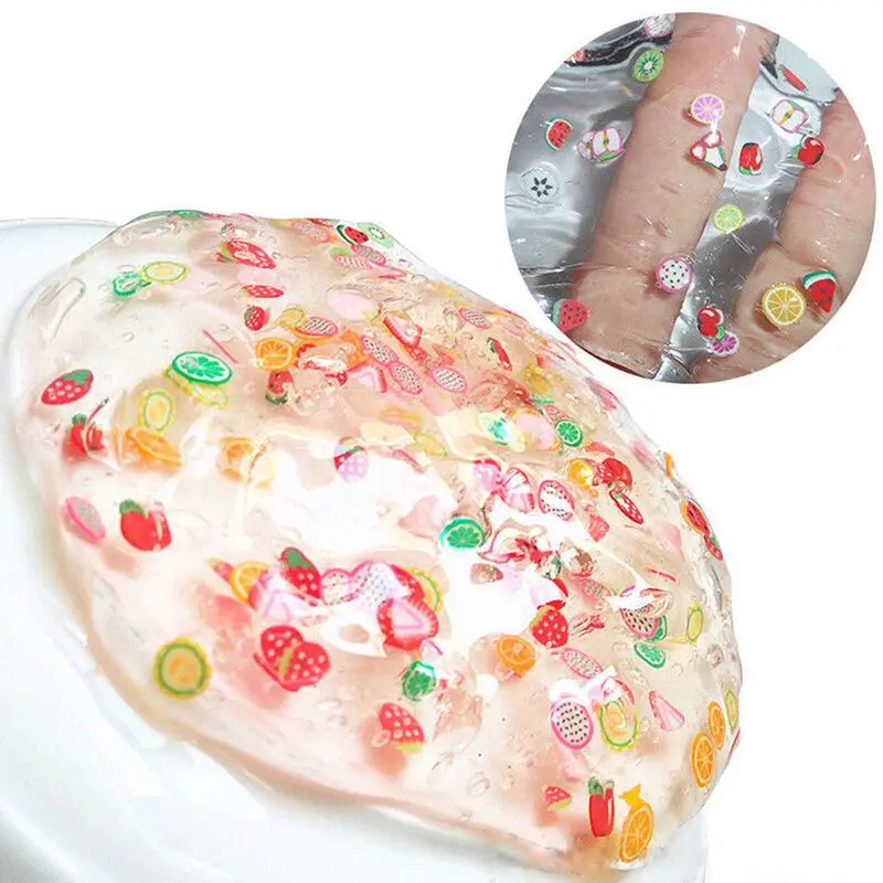 

60ml Crystal Slime Transparent Clear Slime with Filler Jelly Cube Slime Diy Crafts for Kids Fruit Flower Modlein Clay Playdough