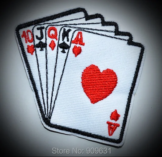ACE OF SPADES казино карты AKQ ROYAL FLUSH покер SEW SOW IRON ON BADGE | Дом и сад