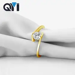 QYI Свадебные аксессуары круглый SONA, Имитация Diamond 10 K массивная, желтая, Золотая кольца для Для женщин подарок для невесты свадебный набор