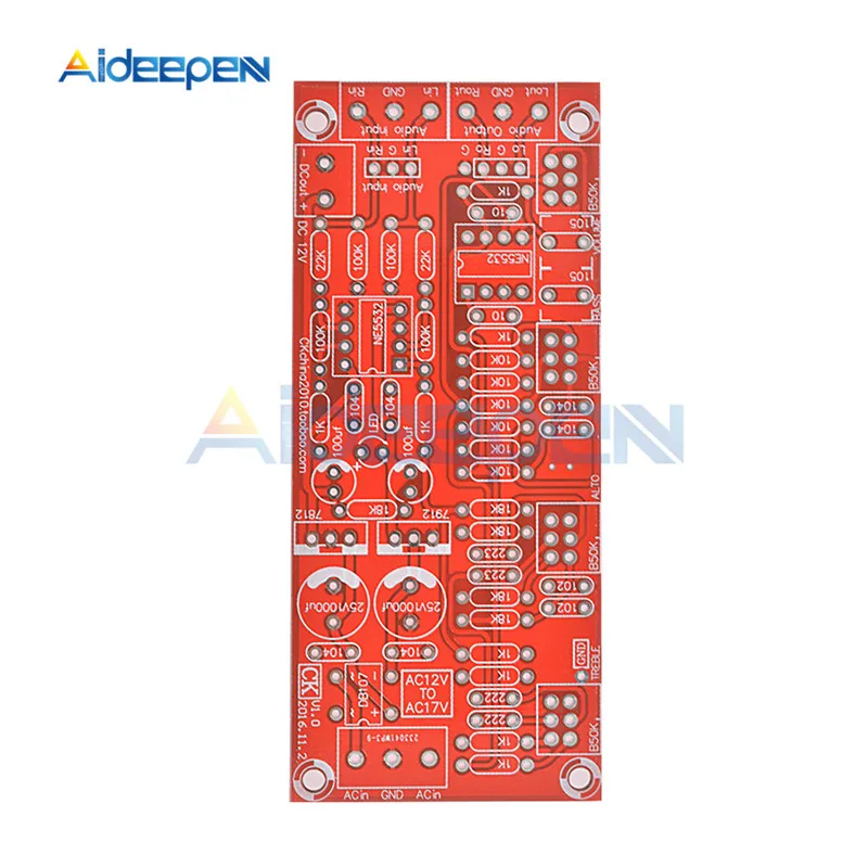 1 комплект AC 12 В NE5532 Предварительный усилитель предусилителя тональная плата модуль DIY наборы высоких частот Alto регулятор громкости басов низкий уровень шума