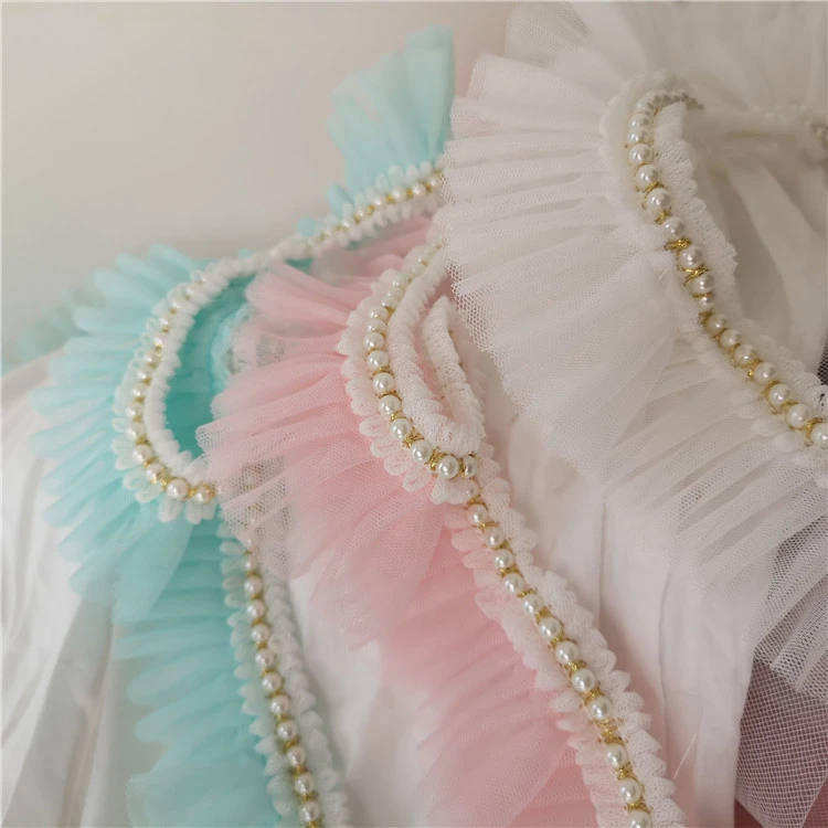 LASUI ширина 6 см 5 метров = 1 шт. лук ремесла для шитье украшения Розовый гренен, Белый 3D бисером Мягкая сетчатая кружевная отделка