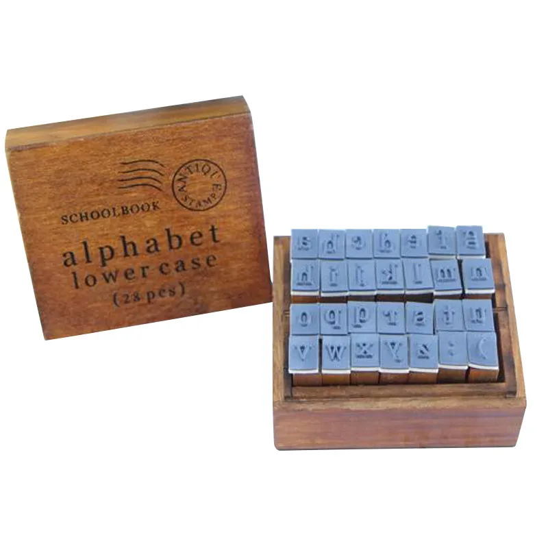 Vintage DIY English Stamp Wooden AlphaBet Small Letters Seal Set