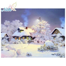 Nabi Needlework Diamante Pintura Bonita Paisagem da Neve do Inverno Diamante Bordado Todas Broca Strass Mosaico Imagem RF465