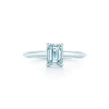 

Solid White Gold 750 Emerald Cut Astounding 1Ct Synthetic Diamonds Women Engagement Ring Promise Jewelry Gift for Celebration