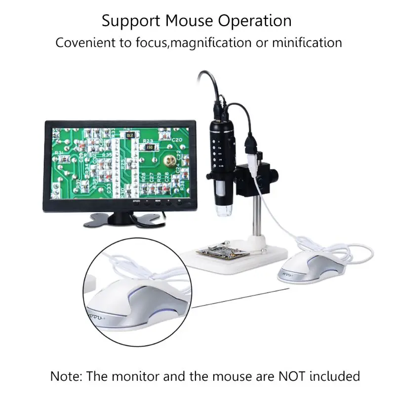 1000X цифровая 5MP HD 1080 P Регулируемая люменная 8LED световая камера микроскопа HDMI Лупа с базовой подставкой США вилка Поддержка мыши
