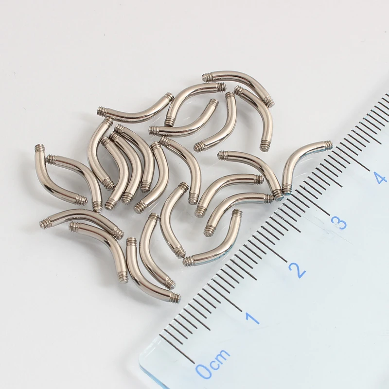 Body Piercing DIY Medical Stainless Steel Screw Thread Arc Rod Spare Part Belly button ring Eyebrow nail 10 pieces a Lot 14G 16G
