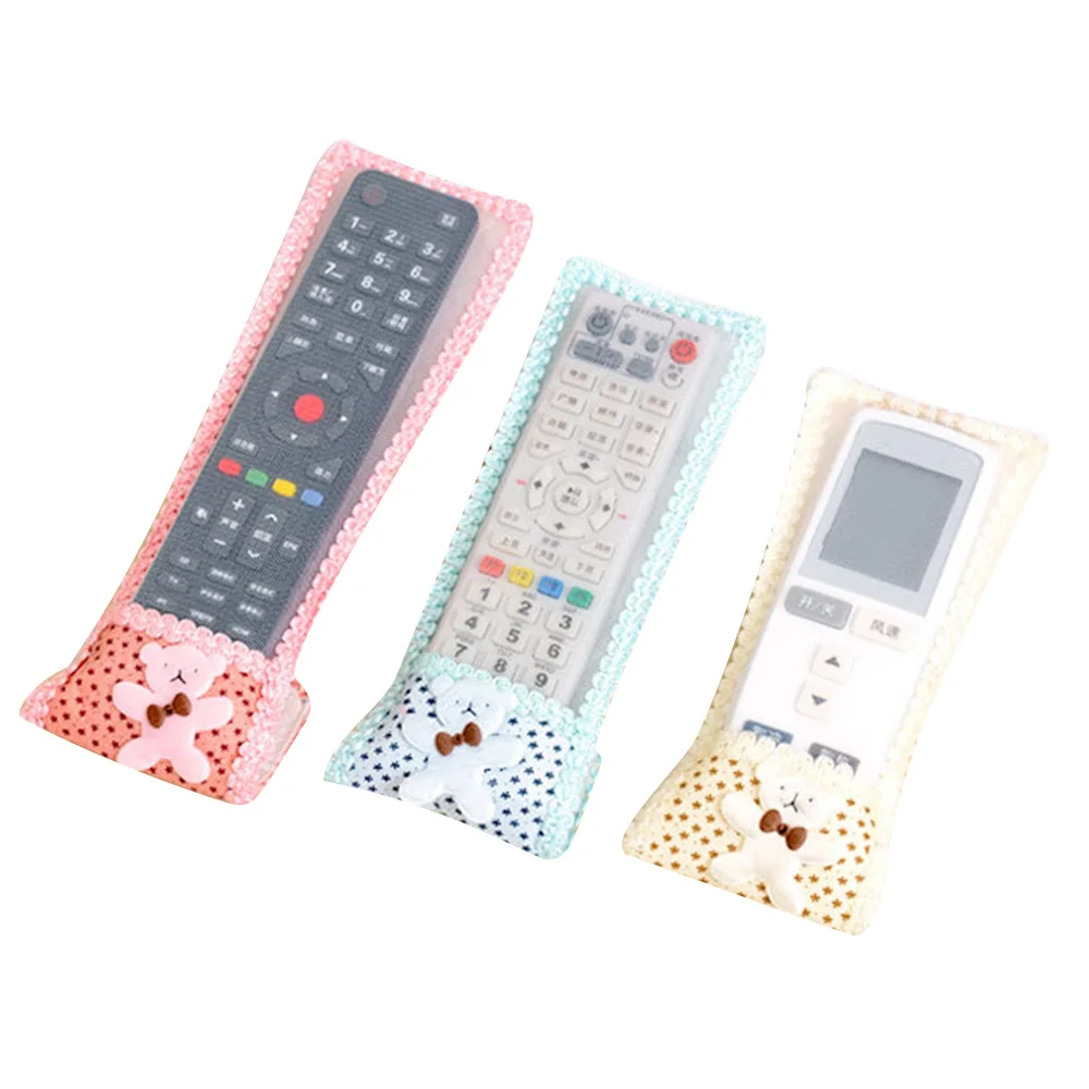 

Fabric Cartoon Bear Remote Control Set New Lace Remote Cover Big Medium and Small
