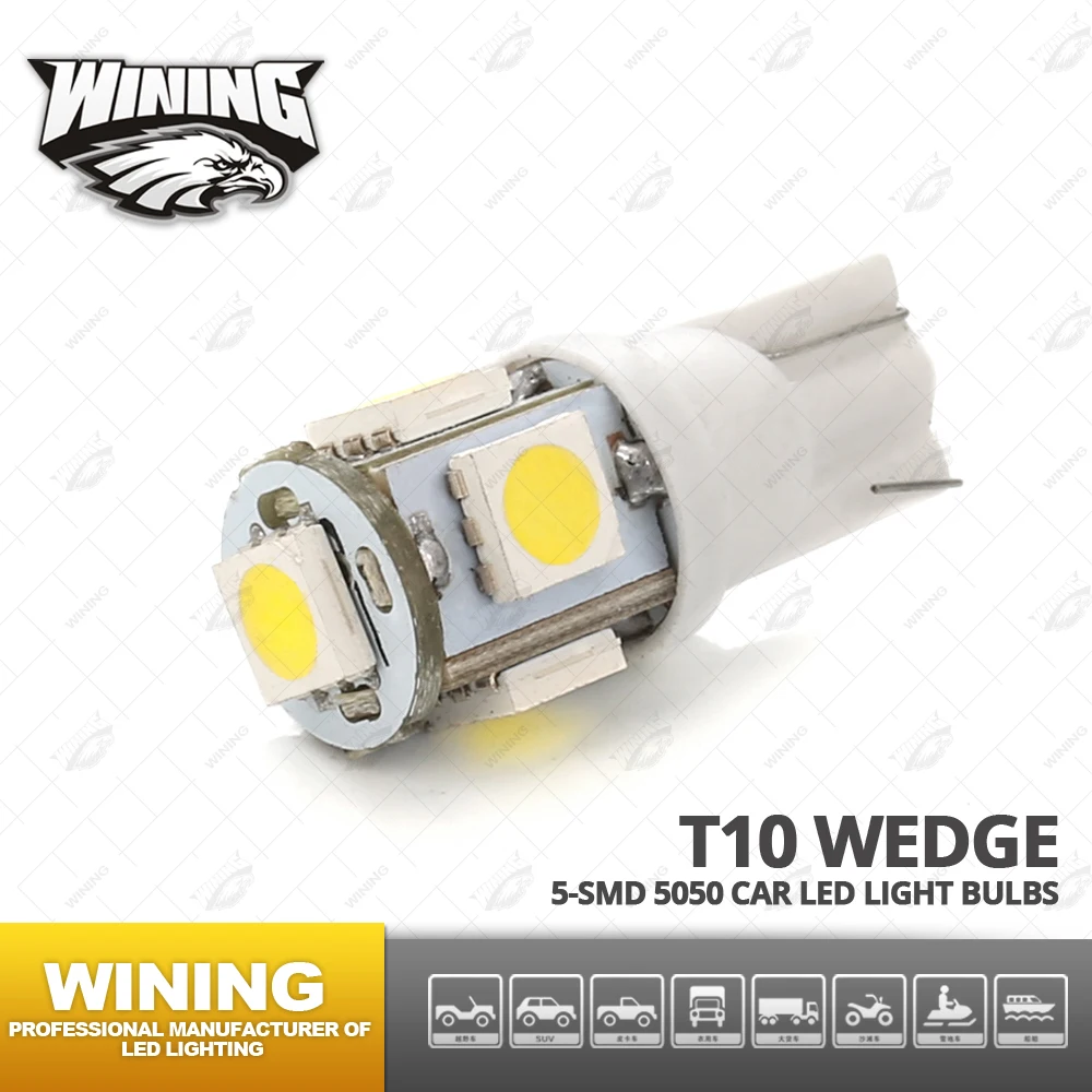 2017 10pcs New Hot T10 Wedge 5 SMD 5050 Xenon Car LED Light bulbs 192