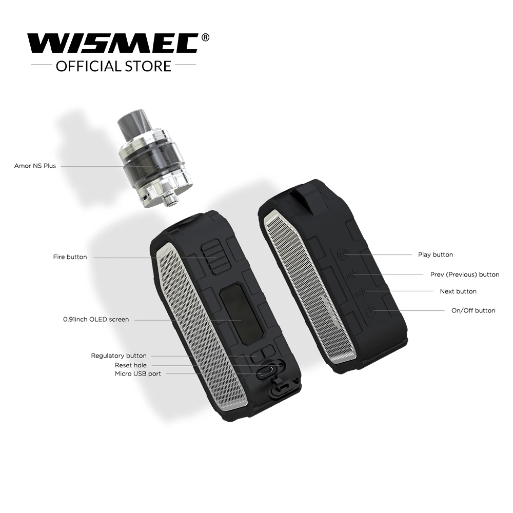 Оригинальный Wismec Active с баком Amor NS Plus 4 5 мл adopte bluebooth водонепроницаемый боксмод