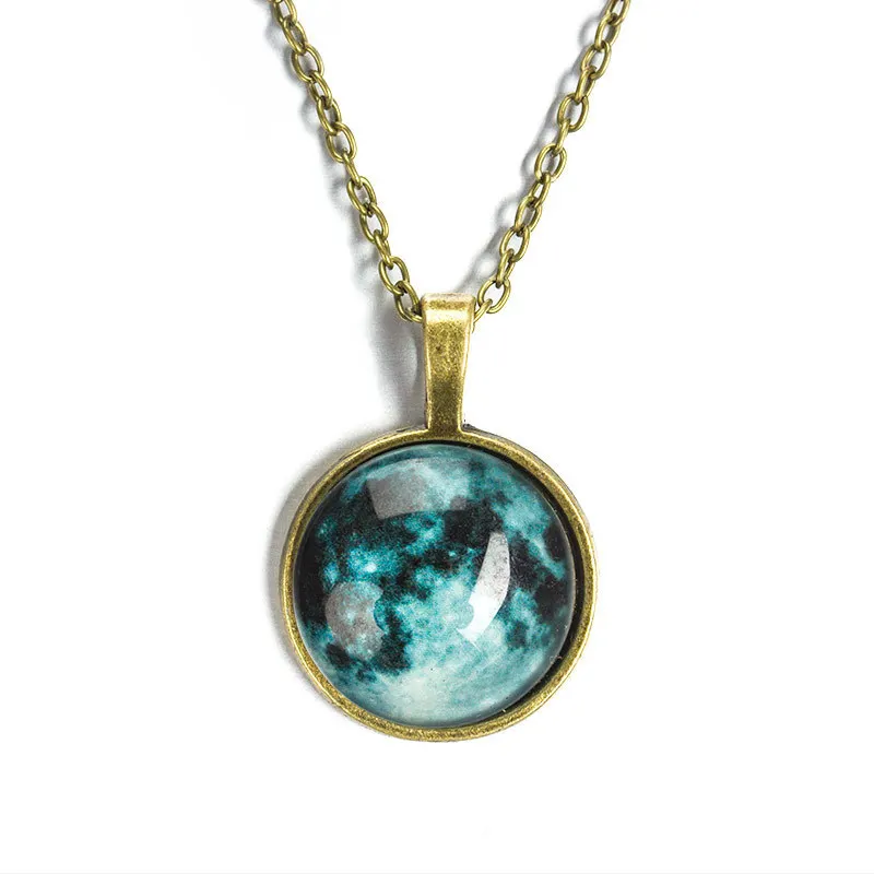 

Glow in the Dark Pendant Necklace Luminous Star Series Moon Planet Necklaces Gold Color Charm Link Chain Jewelry For Men Women
