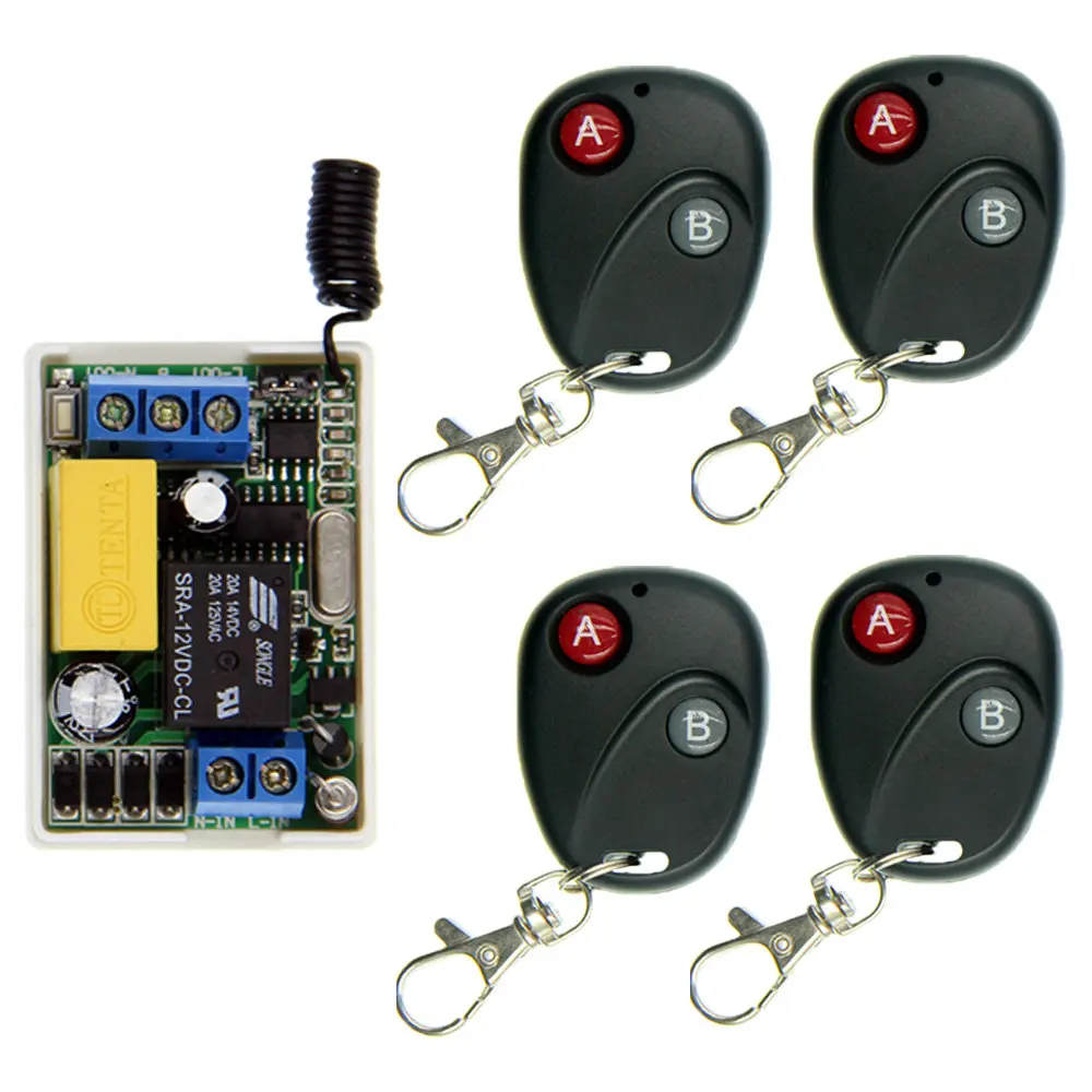 

White 220V 10A Relay 1 CH 1CH RF Wireless Remote Control Switch Smart System,Transmitter + Small Receiver,Latched (A-ON,B-OFF)
