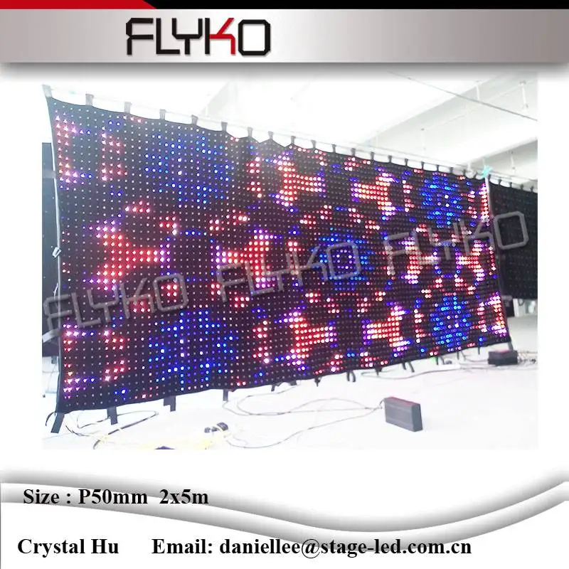 

LED Vison Curtain With Off Line Mode Controller full color Led Video Curtain For DJ Wedding Backdrops P5mm 2*5m
