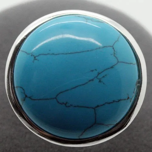 

Blue 24mm Natural Stone 925 Silver Jewelry Ring Size 7/8/9/10# Genuine Handmade Women Gift word 925 silver