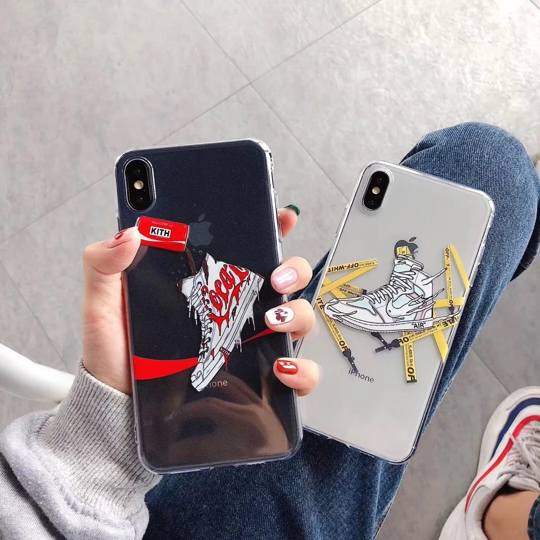 

Fashion Street trend sneakers off Cola white clear Phone Case For iPhone 7 7plus 8plus 8 6s 6 Plus X 10 XS MAX XR Cover Fundas