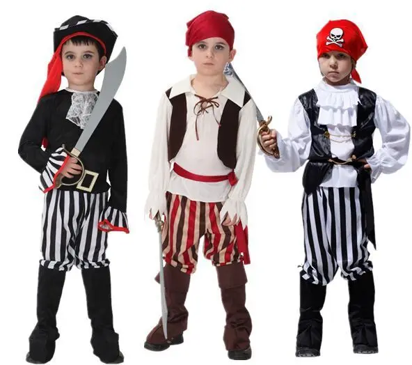 

2019 New Kids Carnival Clothing Halloween Children's Pirate Cosplay Costume Boys And Girls'pirate Captain's Costume Suit