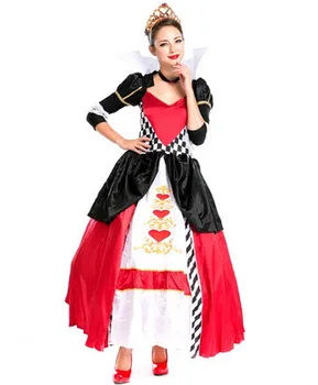 

Alice In Wonderland Cosplay Costume Red Queen costumes For Woman Halloween Purim Party Dress Free Shipping Adult Size