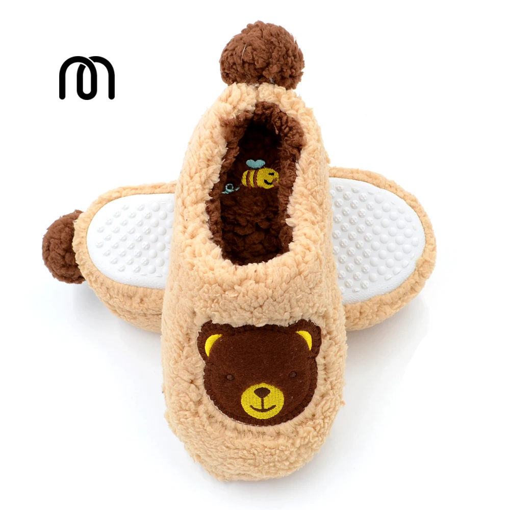 

Millffy home coral velvet teddy bear slippers candy colored soft slipper rubber sole shoes home kids slippers