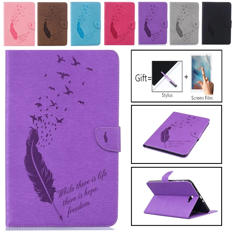 

For Samsung Galaxy Tab A A6 10.1 2016 T585 T580 SM-T580 T580N PU Leather Feather embossing Sleep/wake Stand Tablet Case
