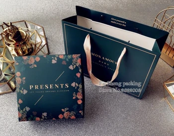 

21.7x14.7x5cm Black colour Flower Design Paper Cake Box Chocolate Party Cookies Box Gift Box 50pcs/lot Free shipping