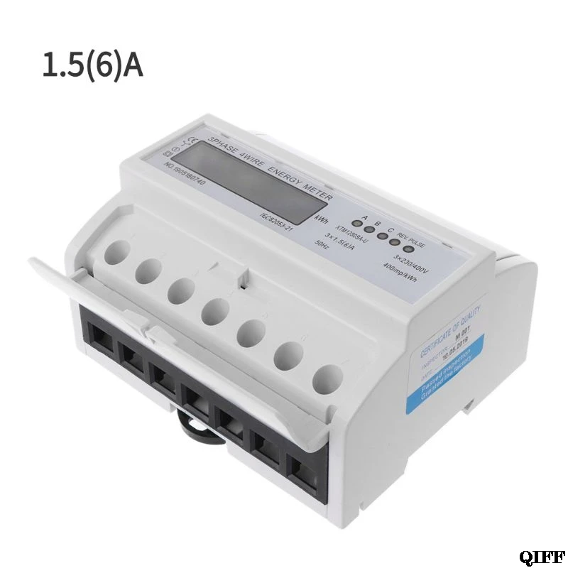 3 Phase 4 Wire Electric LCD Display Digital Energy Meter Calibrated For DIN Rail Power Meters 50/60HZ Jun17