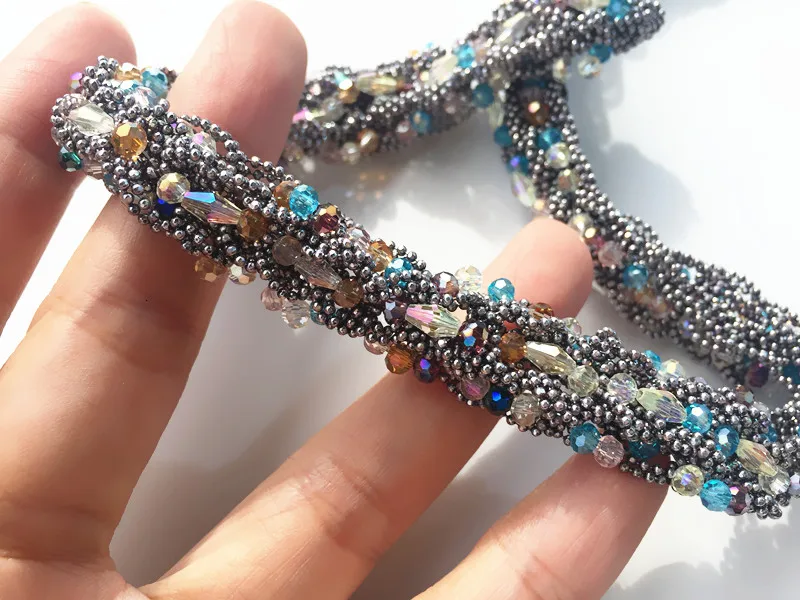 grey rhinestone Vintage Beaded Lace Trim Mesh Fabric Paillette Lace Beaded Pearl Trims Ribbon