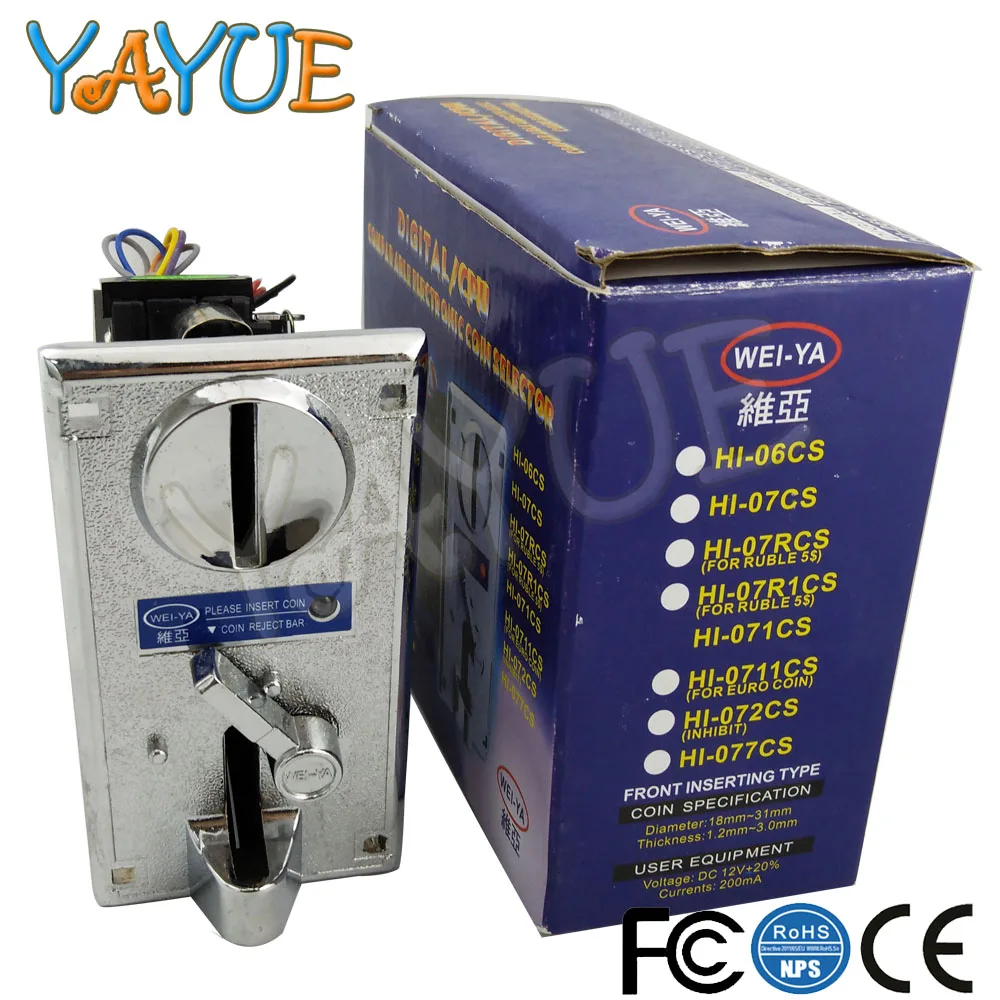 

WEIYA Alloy Electronic Coin Acceptor , LED Comparison CPU Coin Selector, Mechanism Coin Validator for Vending/ Arcade Machine
