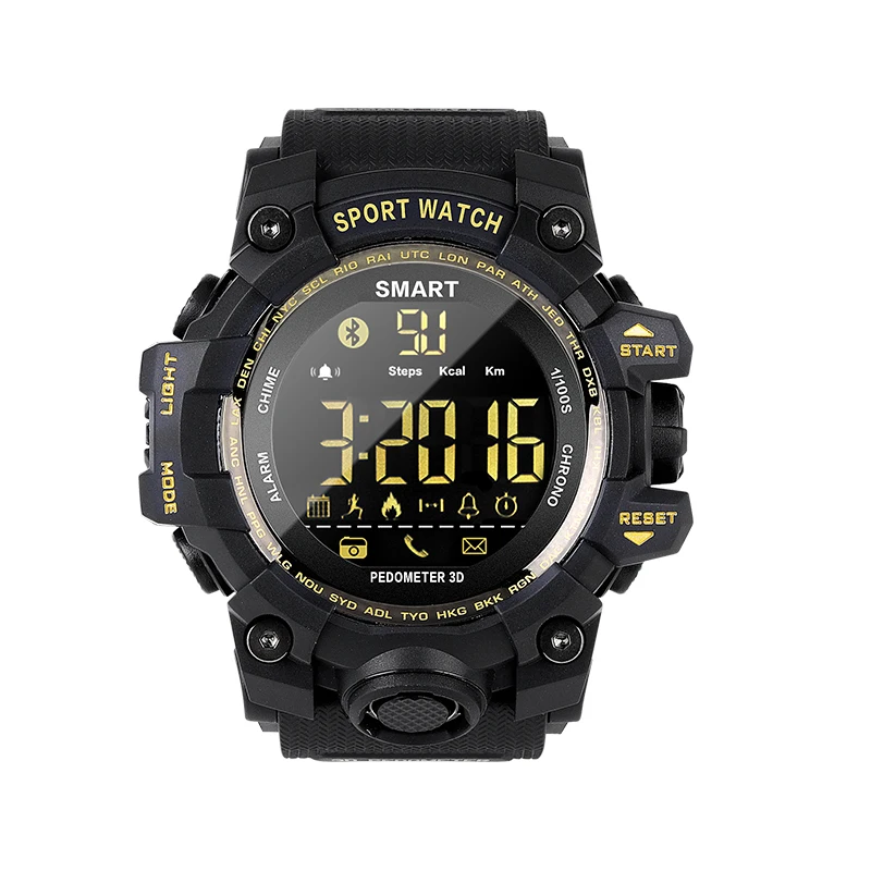 COXRY камуфляжные военные часы, цифровые умные часы для бега, мужские спортивные часы, мужские электронные наручные часы, секундомер, умные часы - Цвет: Черный