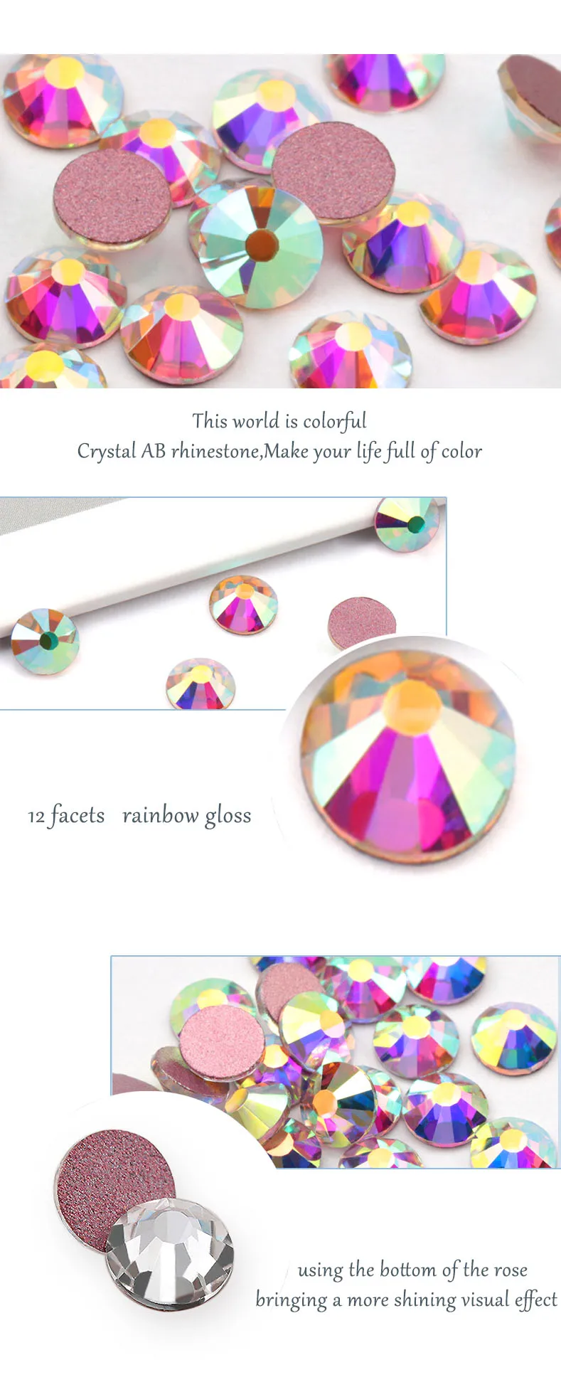 Стразы с блестками и кристаллами AB SS3-SS20, не горячая фиксация, розовая основа с плоским основанием, шитье стразами и тканевые Стразы для одежды, камень для дизайна ногтей