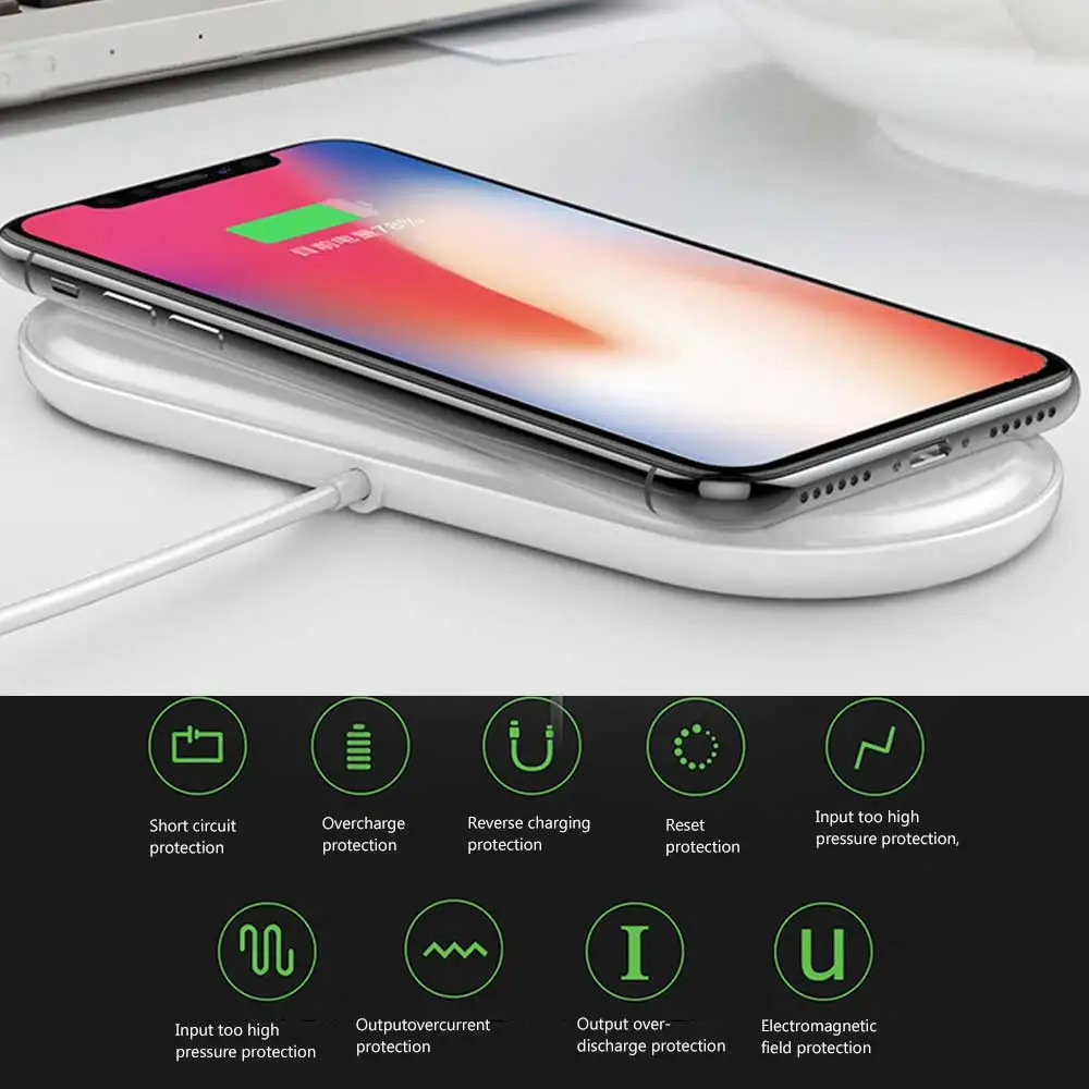 Магнитное Беспроводное зарядное устройство 2 в 1 совместимо с iPhone Xs/XS MAX/XR/X/8/Plus для
