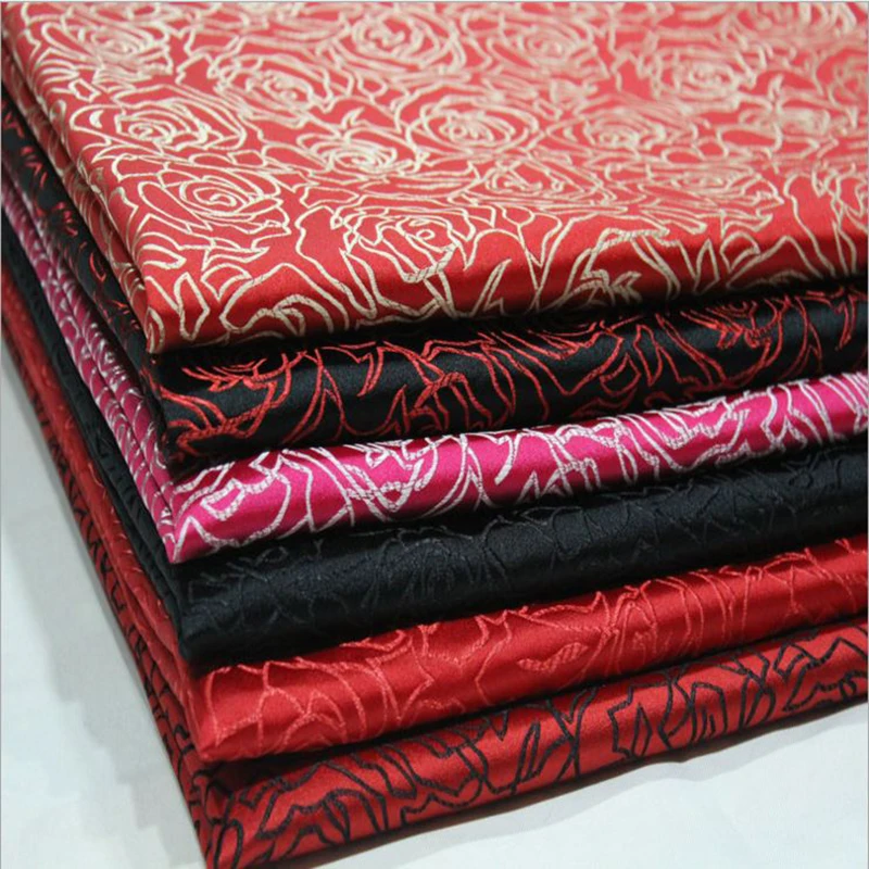 HLQON 75 см ширина крашенная в пряже Жаккардовая Ткань Роза Ткань для лоскутного войлока куски ткани cheongsam Простыня Платье детская ткань пальто