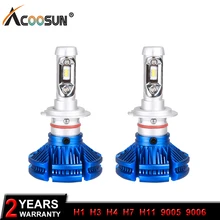 AcooSun Led H7 H4 Car Bulb 9005 9006 6500K 12V   Auto Headlights Led ZES Chips  H1 H11 12000LM Pair LED Combo Fanless Bulbs 50W 