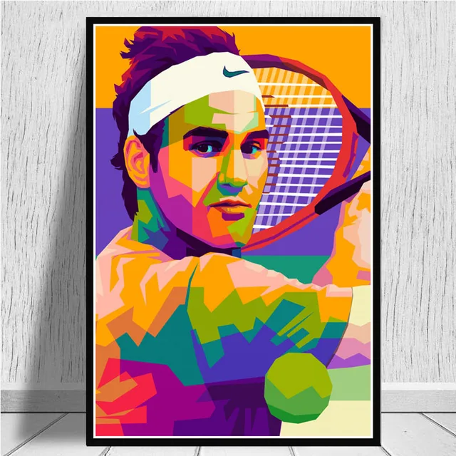Paintings Art Hot Roger Federer Tennis Players Sport Star Poster And Prints Wall Canvas Wall Pictures For Living Room Home Decor Painting Calligraphy Aliexpress