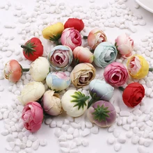 100 шт./лот 2 см шелковые головки цветов бутон розы шелк искусственный цветочное свадебное украшение DIY Декоративная гирлянда домашний Цветочный декор