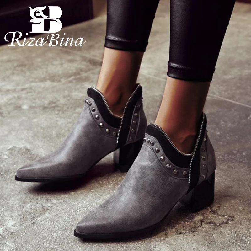 

RIZABINA Plus Size 32-48 Women Ankle Boots New Fashion 2020 Winter Shoes Women Basic Short Boot Lady Office Dress Footwear